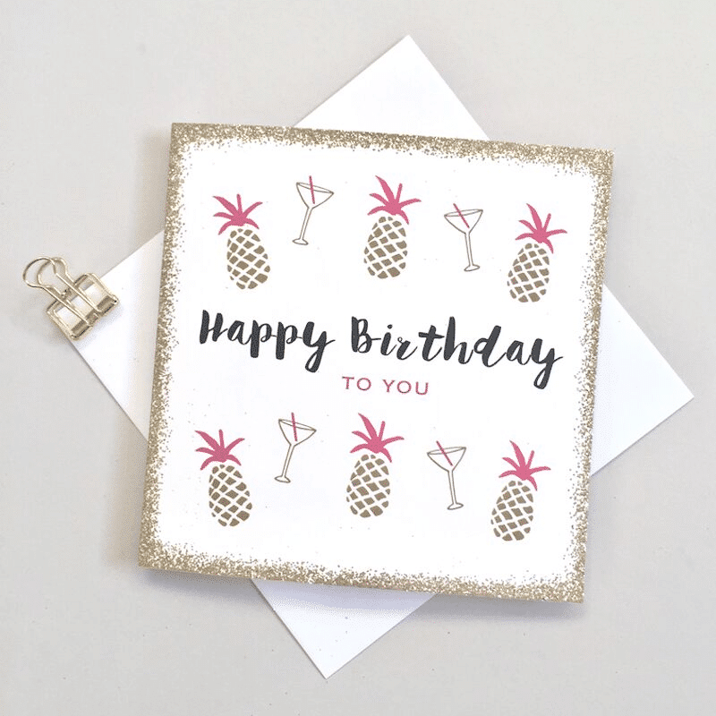 ancienne ambiance- pineapples birthday card - always sparkle birthday cards