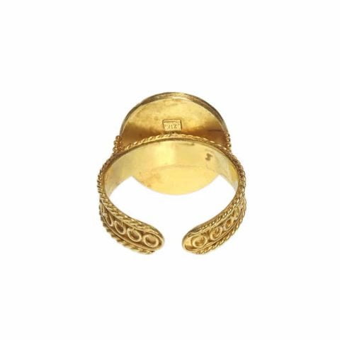 ancienne ambiance london - 21k gold etruscan revival lapis lazuli ring