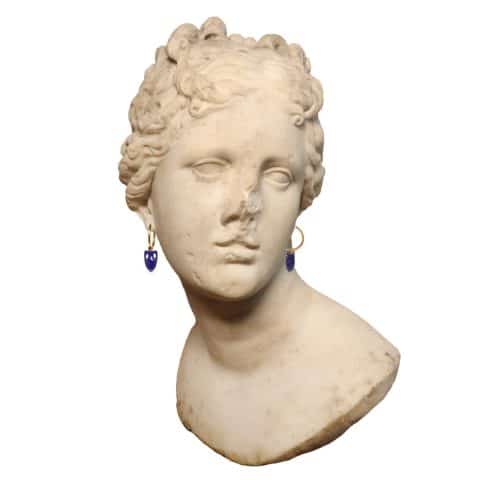 Maximos Zachariadis Amphora Earrings - Lapis Lazuli Amphora Earrings - gold hoop earrings - ancienne ambiance