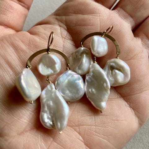ancienne ambiance - claire van holthe baroque pearl chandlier earrings - fresh water pearl earrings -