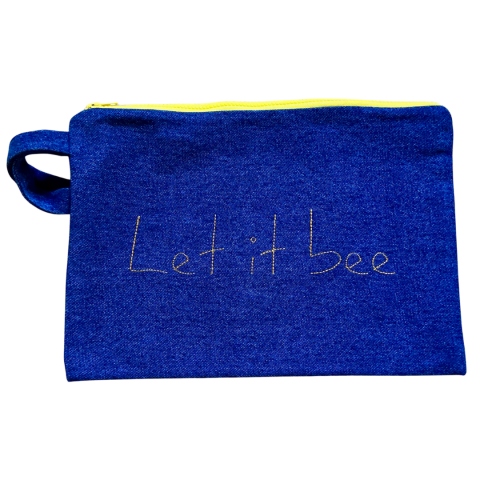 MELISSA wear your heart - let it bee denim embroidered clutch bag - ancienne ambiance - large canvas pouch
