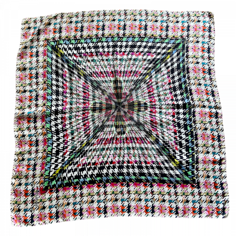 houndstooth square silk twill scarf - ancienne ambiance luxury scarves - artemis print scarf