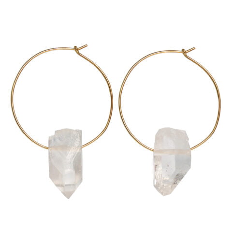 Rock Crystal Earrings | Claire van Holthe Hoop Pendant Earrings