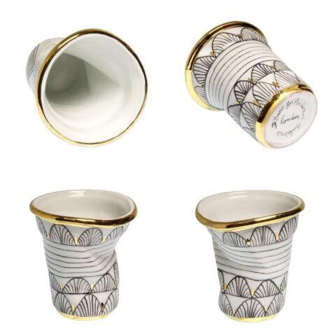 Lotus flower design gold plated porcelain teacup gold-plated B