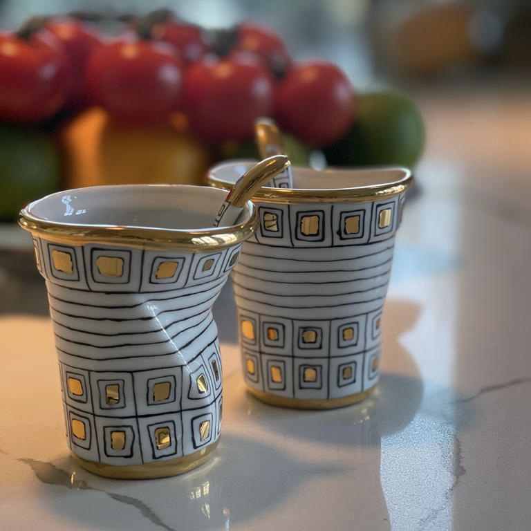 gold-plated porcelain espresso cups - ancienne ambiance- Mother's Day Gift Ideas 2022